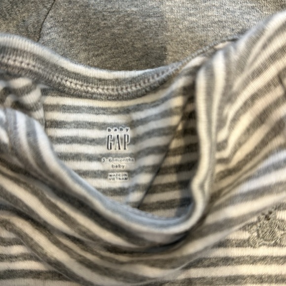 Baby Gap grey stripe and solid grey onesies 3-6mo - Picture 2 of 3